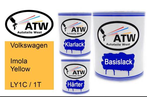 Volkswagen, Imola Yellow, LY1C / 1T: 1L Lackdose + 1L Klarlack + 500ml Härter - Set, von ATW Autoteile West.